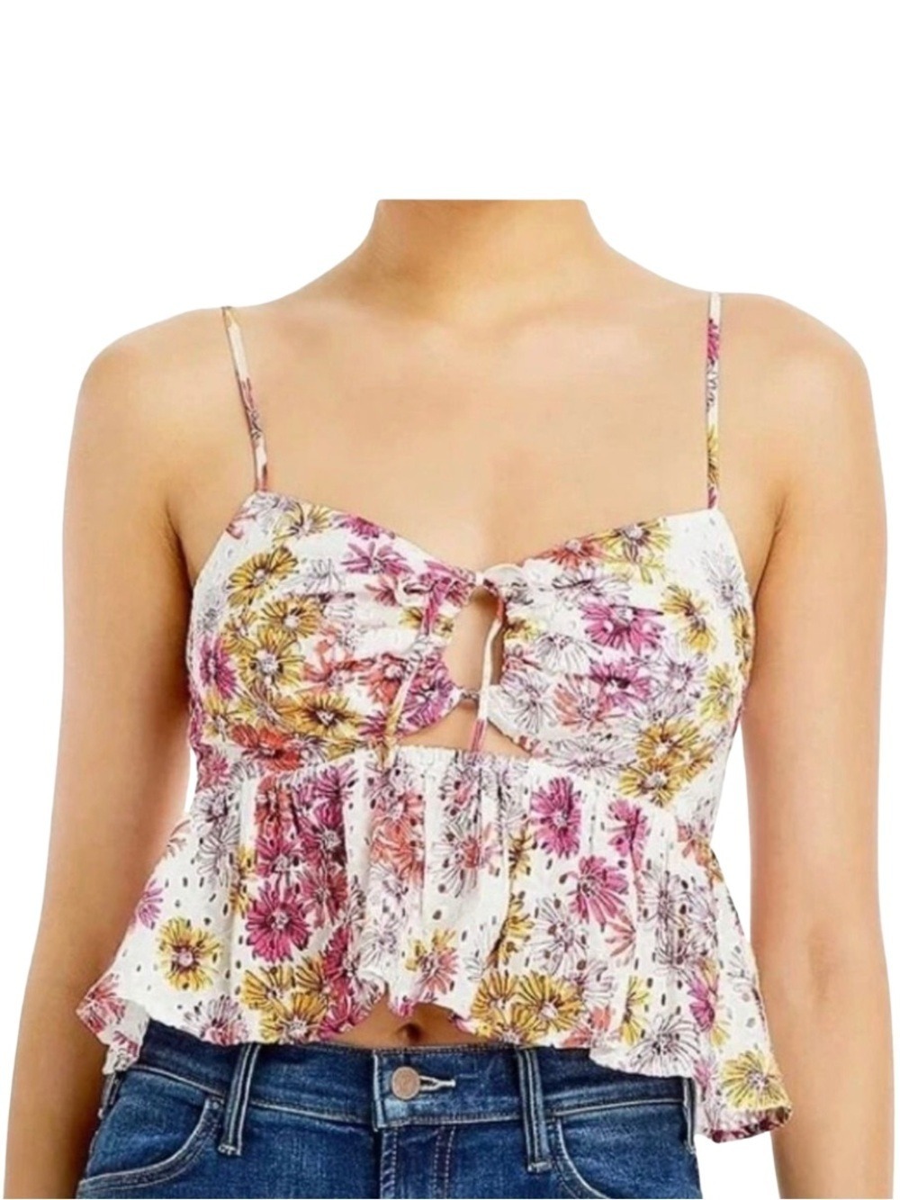 Wayf Maeve Floral Eyelet Camisole